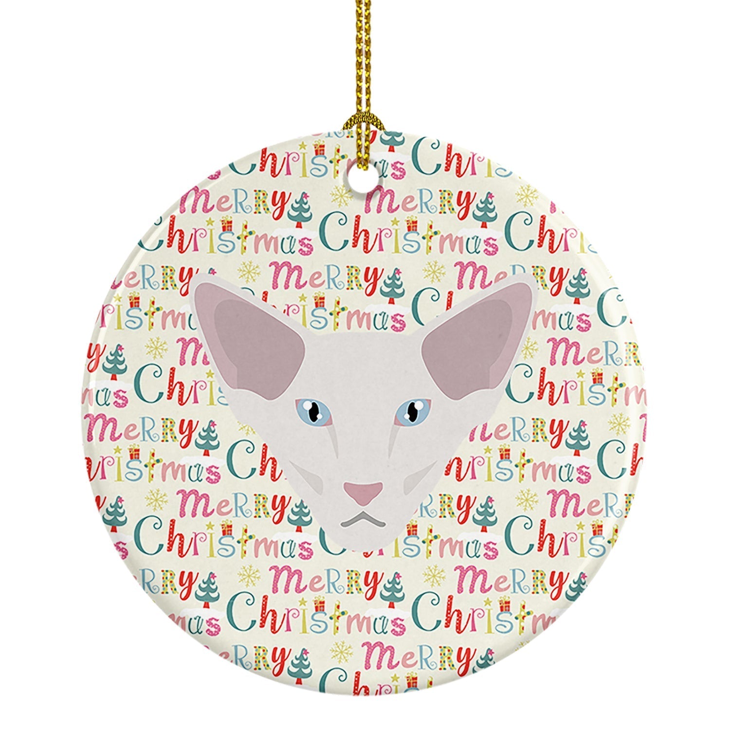 Oriental Longhair Cat Christmas Ceramic Ornament