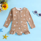 Baby Girl Sun Print Long-Sleeve Rash Guard Swimsuit