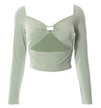 Women's Hollow-Out Ribbed Crop Top