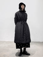 Korean Style Thick Black Cotton-padded Parka Coat