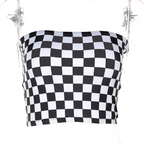 Black and White Checkered Strapless Bodysuit