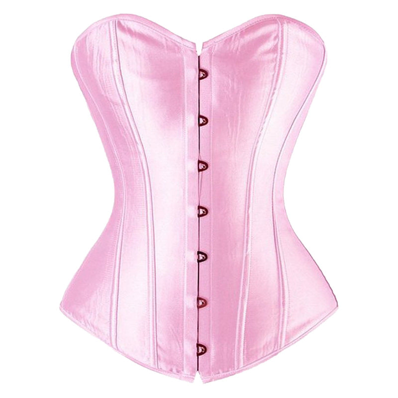 Elegant Satin Overbust Corset in Black White Blue