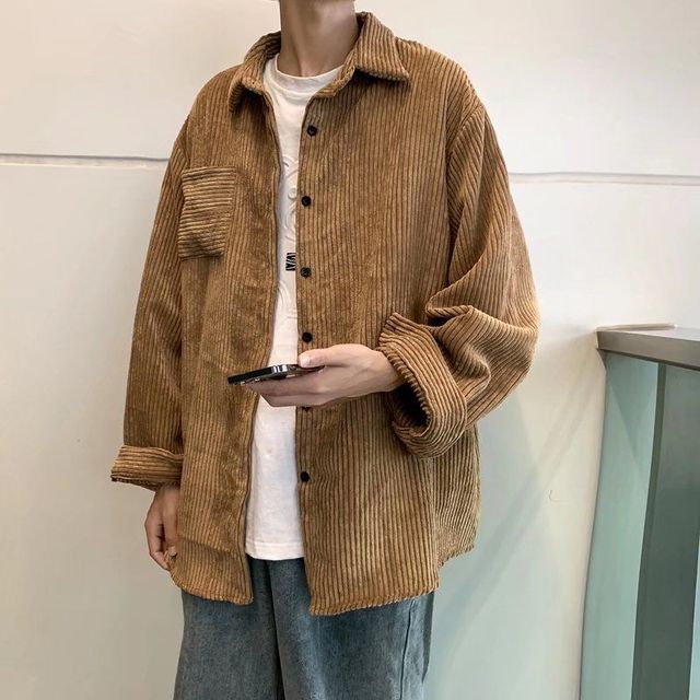 Men's Thick Corduroy Long Sleeve Winter Shirt Coat