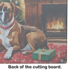 Boxer Cozy Christmas Glass Cutting Board