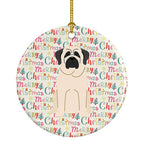 Merry Christmas Mastiff White Ceramic Ornament