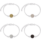 Silver Round Bracelet with Stone Christmas Charm