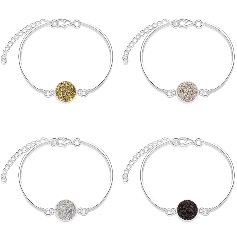 Silver Round Bracelet with Stone Christmas Charm