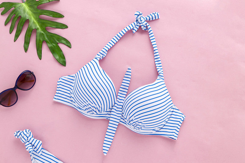Plus Size Striped Print Bikini with Steel Support