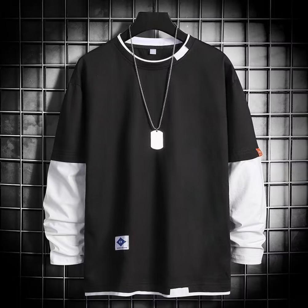 Men's Long Sleeve Two-Piece Pullover with Contrast Color | Streetwear