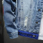 Men's Ripped Denim Jacket - Casual Punk Streetwear Coats