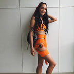 3-Piece Neon Women's Biker Shorts Set for Clubs