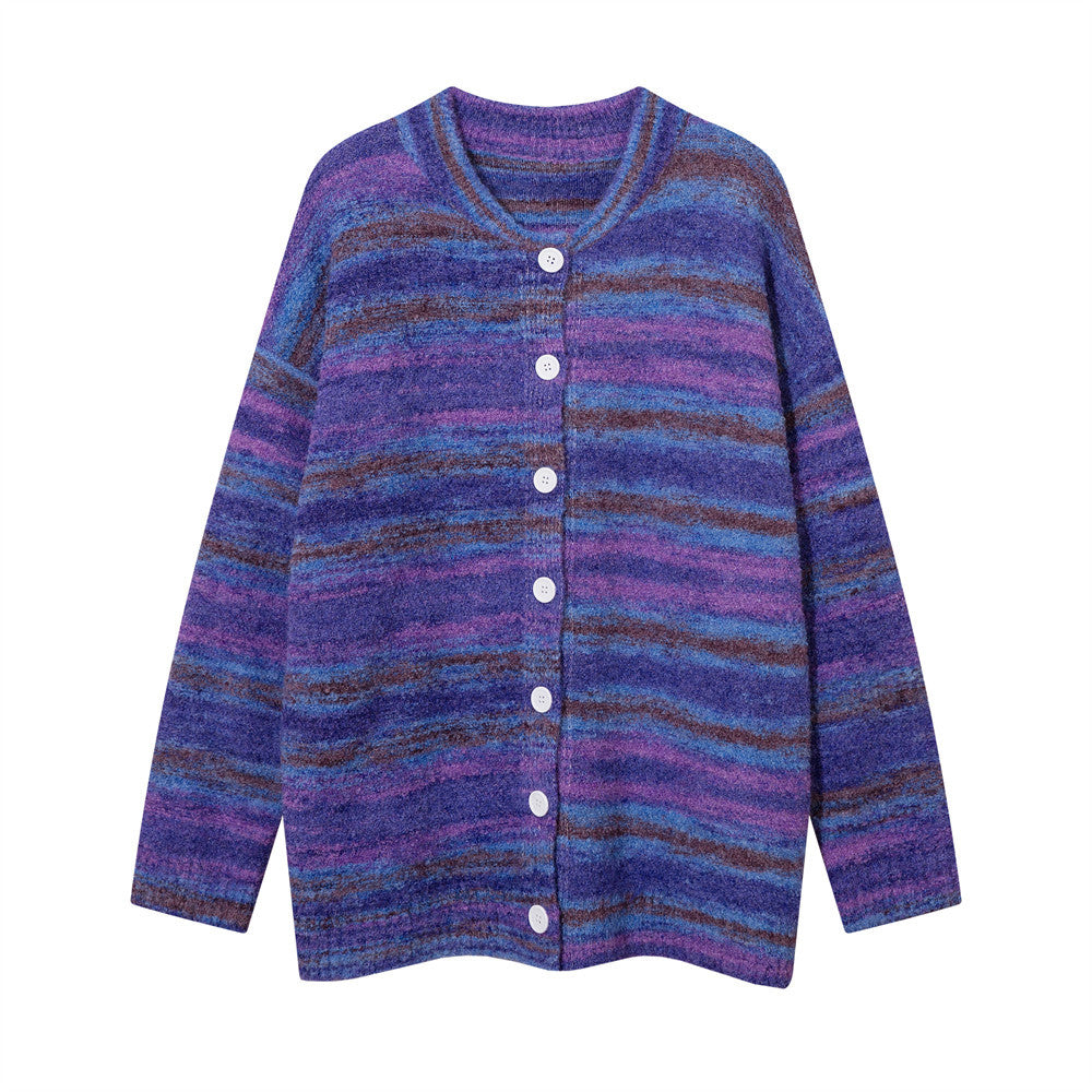Men's Striped Cardigan Sweater for Autumn and Winter