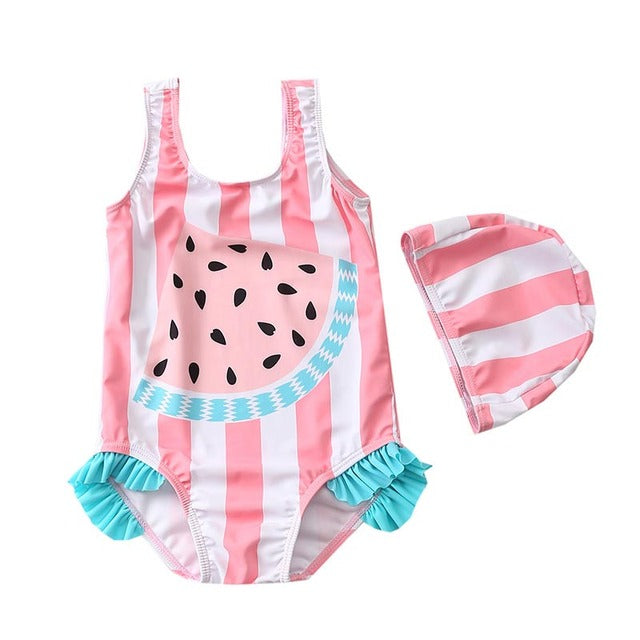 Cute Long-Sleeved Sunscreen One-Piece Swimsuit for Girls