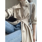 Women's Mid-Length Single-Breasted Windbreaker Jacket