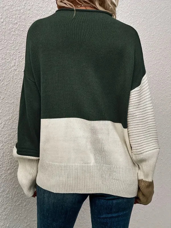 Women's Colorblock Knitted Sweater Pullover | Streetwear