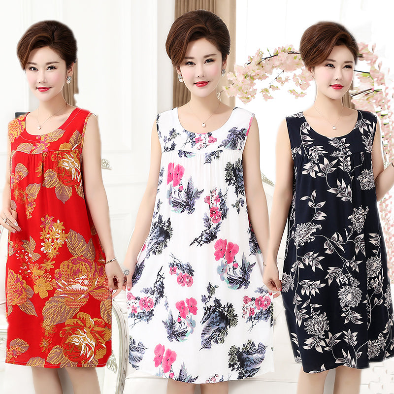 Summer Cotton Dress for Seniors - Plus Size Nightgown