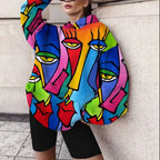 Abstract Printed Casual Hooded Women's Sweatshirt | Streetwear