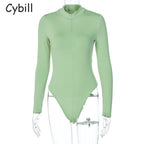 Women's Long Sleeve Solid Color Bodysuit Tights