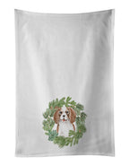 Cavalier Spaniel Blenheim Puppy Smiling Christmas Wreath Kitchen Towel Set of 2