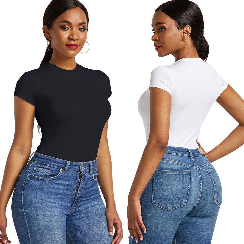Women's Summer Short-Sleeve Stretch Bodysuit