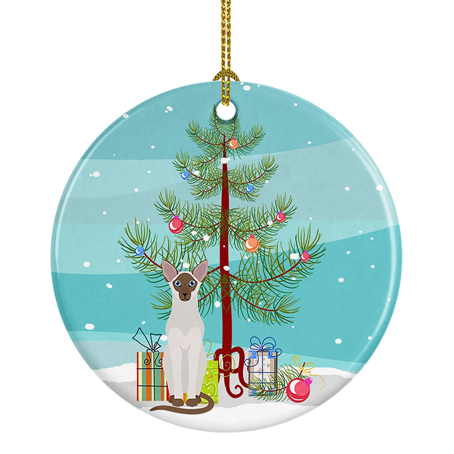 Colorpoint Shorthair Cat Christmas Ceramic Ornament
