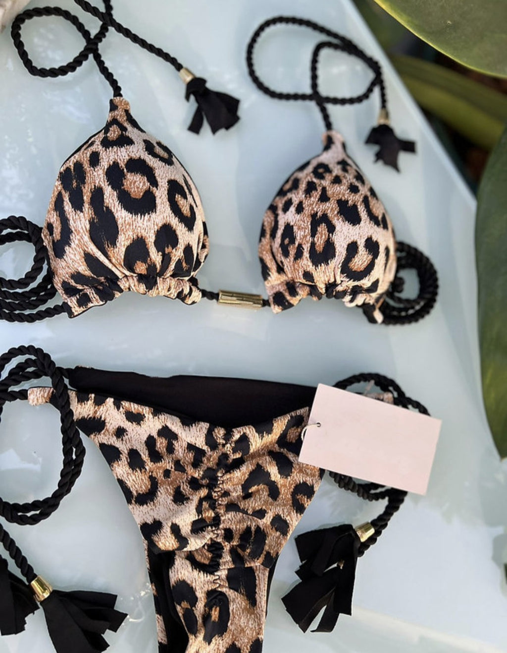 2023 Women's Low Waist Leopard Print Bikini Swimwear
