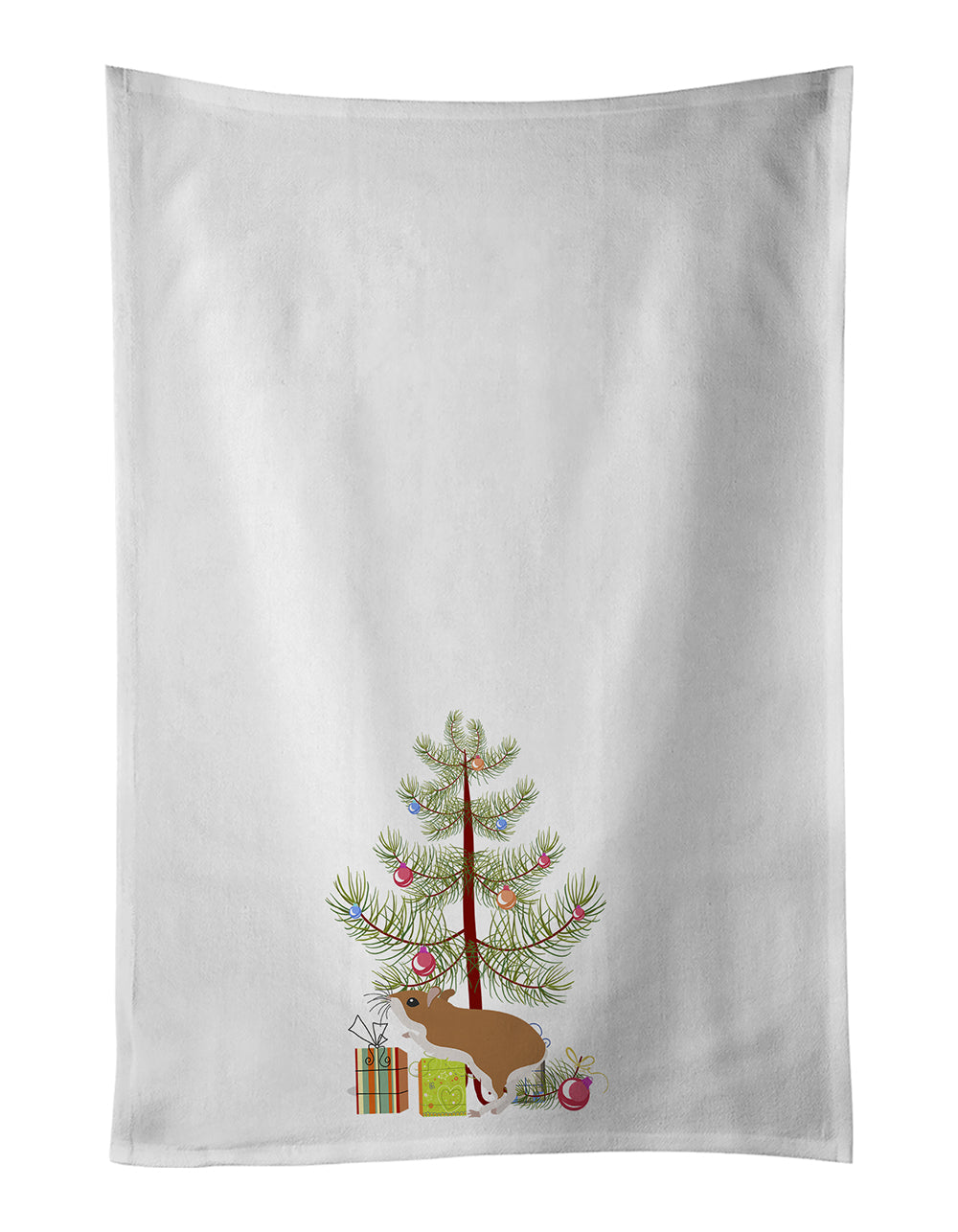 White Legged Hamster Merry Christmas Kitchen Towel Set of 2