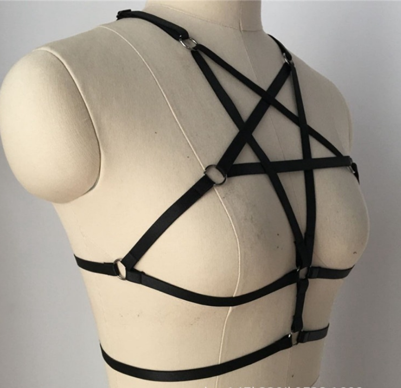 Gothic Punk Style Star Harness Lingerie Set