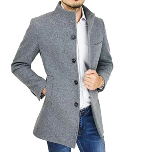 Men's Long Illusion Jacket - Thick Wool Overcoat
