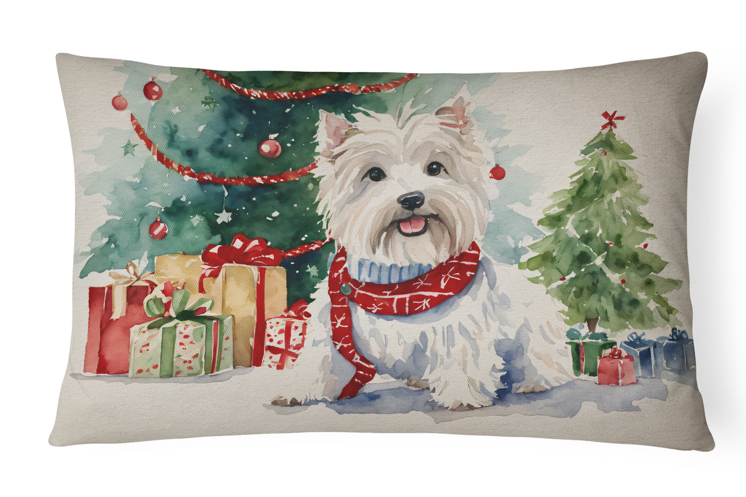 Westie Christmas Throw Pillow