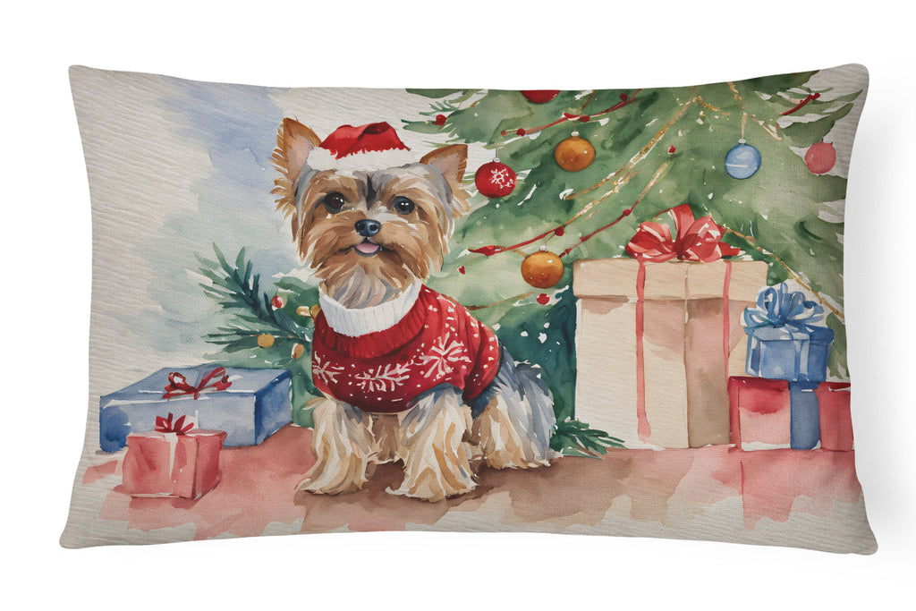 Yorkie Christmas Throw Pillow