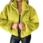 Elegant Women's Faux Fur Coat with Zipper and Collar