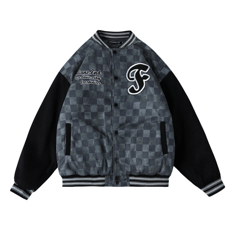Plaid Casual Thickened Quilted Cotton Baseball Jacket