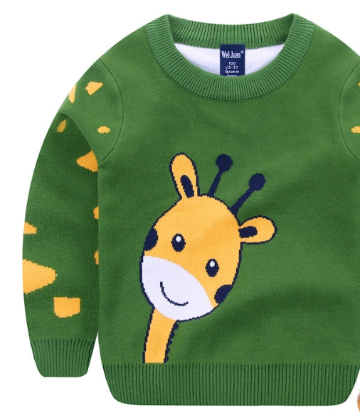 Children's Giraffe Knit Sweater - Double Layer Cotton