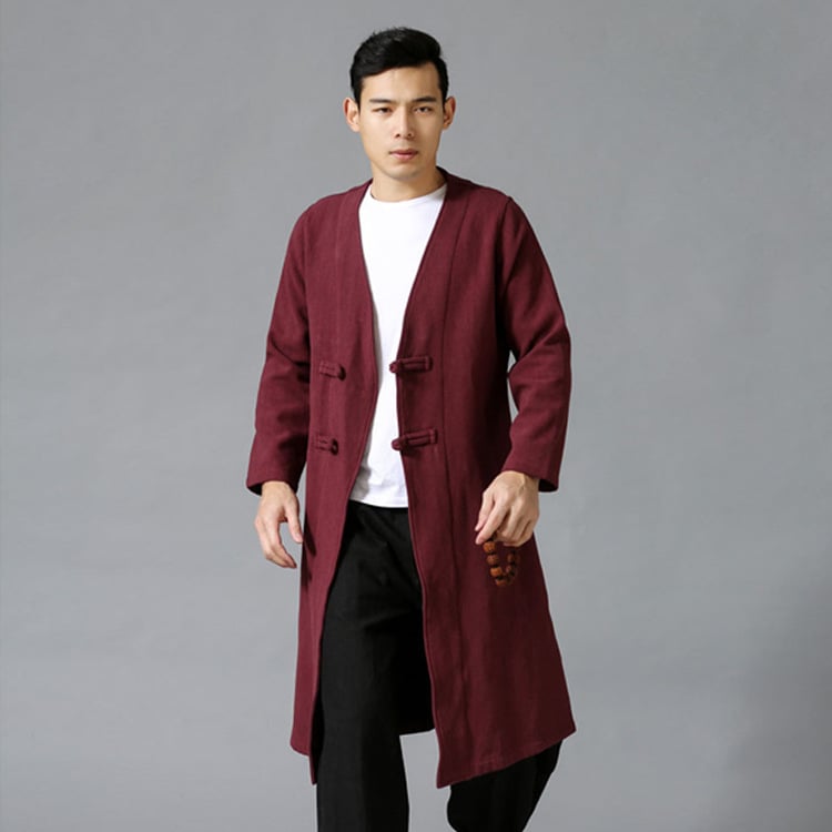 Large Men's Jacket with Chinese Disc Button