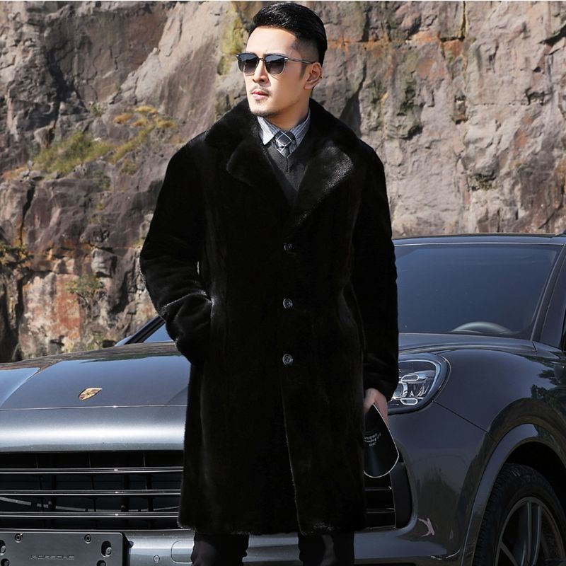Men's Mid-Length Faux Leather Jacket (Thick Style)