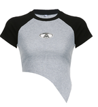 Women's Slim-fit Asymmetrical Crop Top with Hollow Design