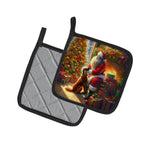 Irish Setter and Santa Claus Pair of Pot Holders