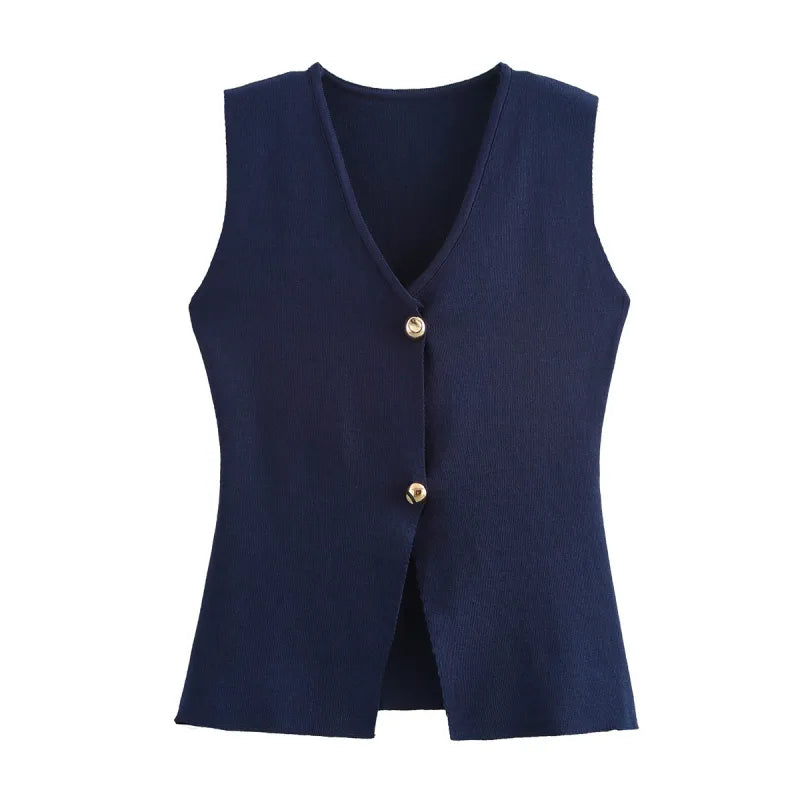Fashionable Knitted Vest Women's Sweater Cardigan
