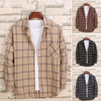 Men's Cotton Flannel Plaid Long Sleeve Dress Shirts