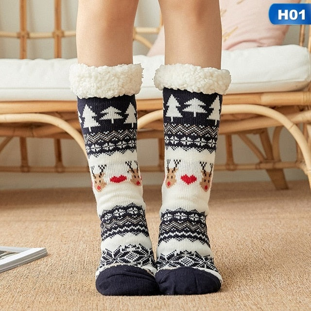 Thick Plush Women's Christmas Mid-Calf Floor Socks