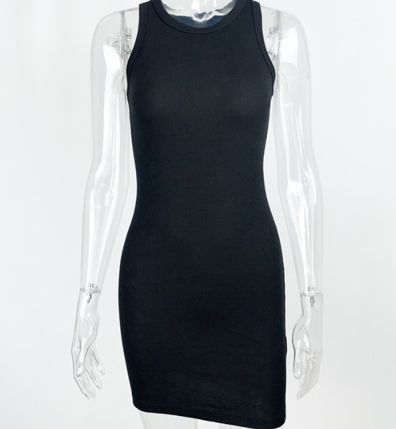 Ribbed Sleeveless Bodycon Dress for Women (One Piece)