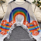 Striped Colorblock Knit Pullover Sweater for Women | Streetwear