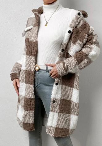 Women Long Plaid Fleece Sweatshirt | Streetwear
