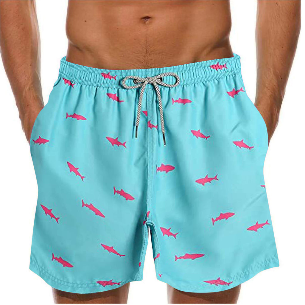 Men's Shark Print Swim Trunks