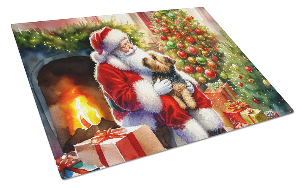 Norfolk Terrier and Santa Claus Glass Cutting Board