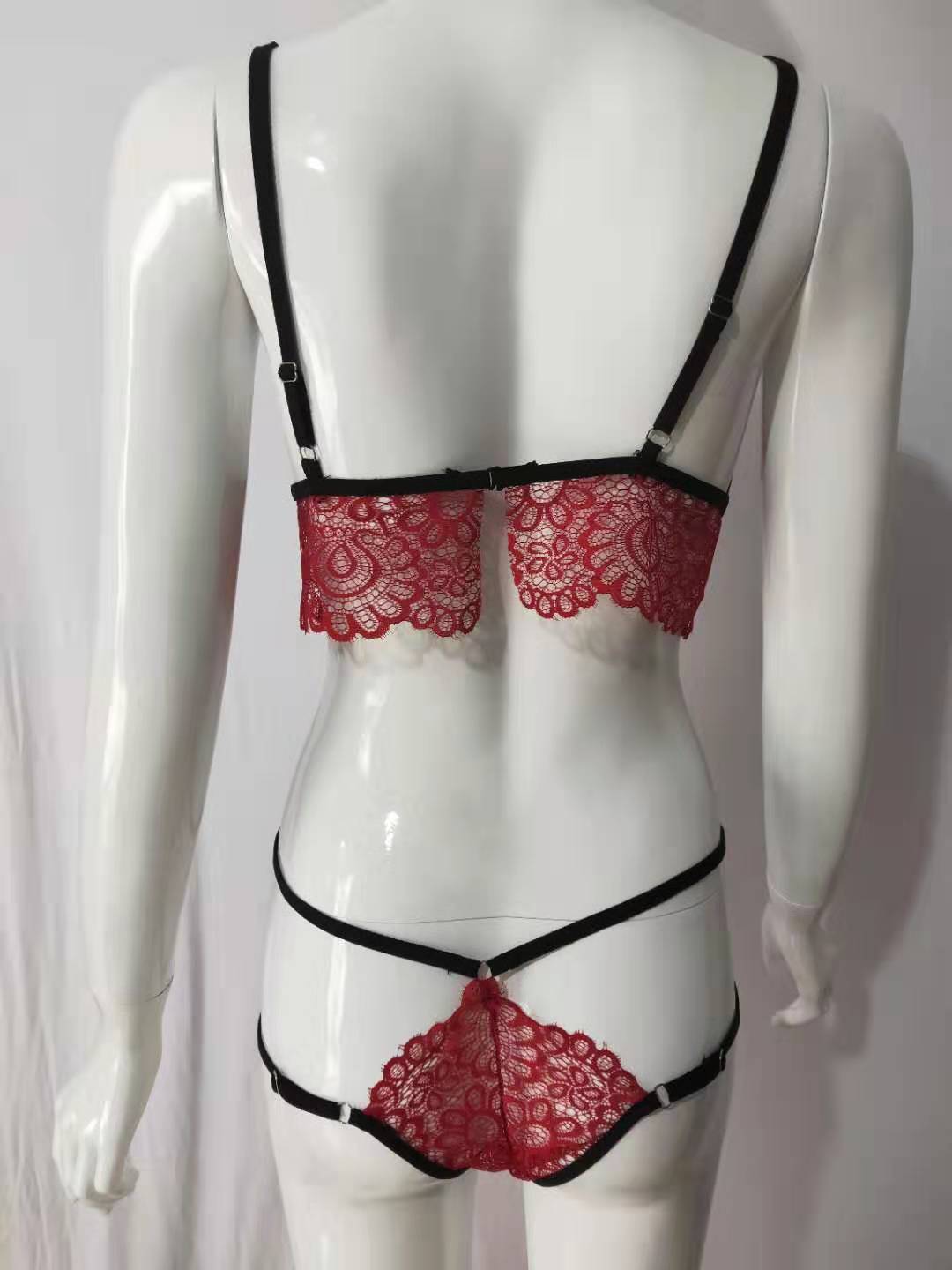 Lace Lingerie Set with Bandage and Eyelash Design