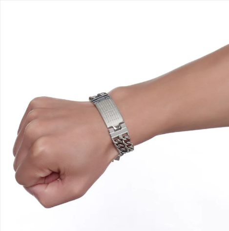 Men's Cross Scripture ID Bracelet | Christian Jewelry
