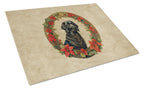 Flat-Coated Retriever Christmas Flowers Glass Cutting Board