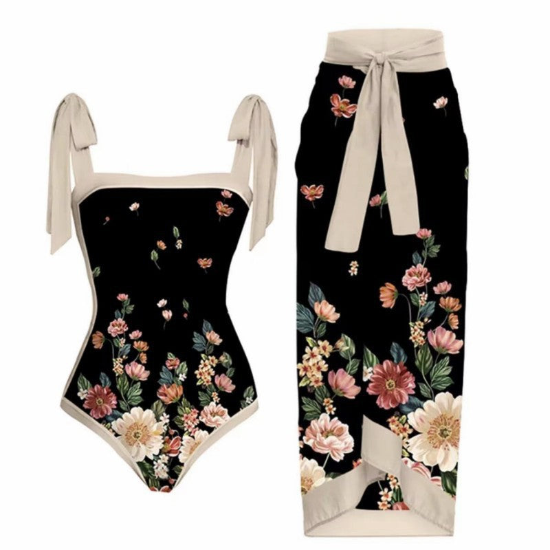 2024 Vintage French Style One-Piece Swimsuit Set